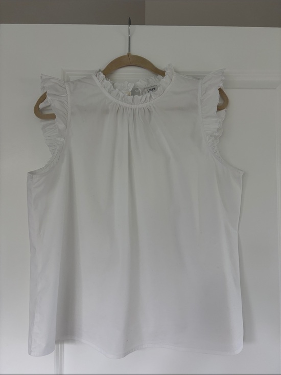 J. Crew Tops - J. Crew White Ruffle Sleeveless Blouse